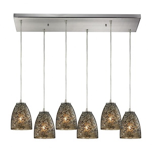 Fissure - 6 Light Rectangular Pendant in Transitional Style with Boho and Eclectic inspirations - 7 Inches tall and 9 inches wide - 459097