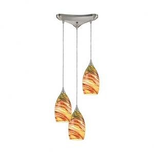 Collanino - 3 Light Triangular Pendant in Transitional Style with Coastal/Beach and Eclectic inspirations - 10 Inches tall and 12 inches wide