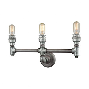Cast Iron Pipe - 3 Light Bath Vanity in Modern/Contemporary Style with Urban and Modern Farmhouse inspirations - 10 Inches tall and 22 inches wide