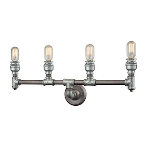 Cast Iron Pipe - 4 Light Bath Vanity in Modern/Contemporary Style with Urban and Modern Farmhouse inspirations - 10 Inches tall and 28 inches wide