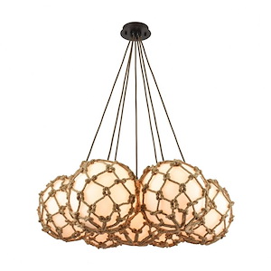 Coastal Inlet - 7 Light Chandelier in Transitional Style with Coastal/Beach and Modern Farmhouse inspirations - 11 Inches tall and 32 inches wide - 521587