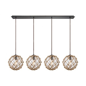 Coastal Inlet - 4 Light Linear Pendant in Transitional Style with Coastal/Beach and Modern Farmhouse inspirations - 11 Inches tall and 46 inches wide - 704958