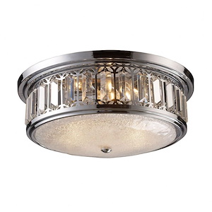 Three Light Flush Mount in Transitional Style with Art Deco and Mid-Century Modern inspirations - 6.7 Inches tall and 16 inches wide