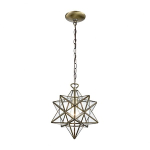 Moravian Star - Transitional Style w/ ModernFarmhouse inspirations - Glass and Metal 1 Light Pendant - 12 Inches tall 12 Inches wide - 872311