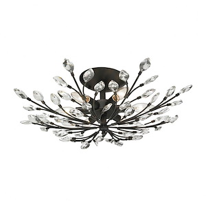 Crystal Branches - 6 Light Semi-Flush Mount in Traditional Style with French Country and Nature inspirations - 8 Inches tall and 24 inches wide - 459235