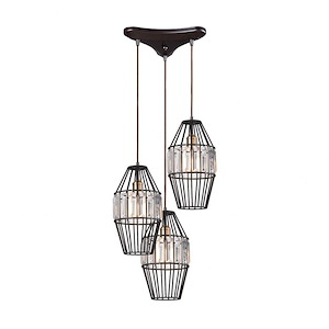 Yardley - 3 Light Triangular Pendant in Transitional Style with Mid-Century and Luxe/Glam inspirations - 15 Inches tall and 17 inches wide - 521661