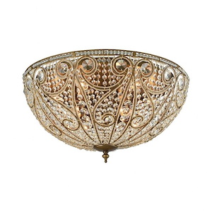 Elizabethan - 10 Light Flush Mount in Traditional Style with Victorian and Luxe/Glam inspirations - 14 Inches tall and 28 inches wide