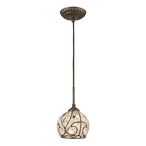 Elizabethan - 1 Light Mini Pendant in Traditional Style with Victorian and Luxe/Glam inspirations - 9 Inches tall and 6 inches wide - 1208489