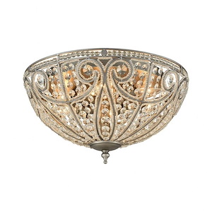 Elizabethan - 6 Light Flush Mount in Traditional Style with Victorian and Luxe/Glam inspirations - 10 Inches tall and 17 inches wide - 1273398