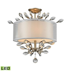 Asbury - 14.4W 3 LED Semi-Flush Mount in Traditional Style with Luxe/Glam and Nature/Organic inspirations - 18 Inches tall and 19 inches wide