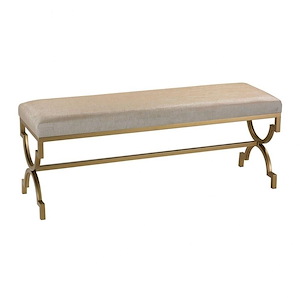 Gold Cane - Transitional Style w/ Luxe/Glam inspirations - Fabric and Metal Double Bench - 21 Inches tall 17 Inches wide