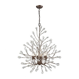 Crislett - 6 Light Chandelier in Traditional Style with Shabby Chic and Nature/Organic inspirations - 34 Inches tall and 31 inches wide - 613557