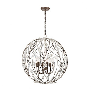 Crislett - 6 Light Chandelier in Traditional Style with Shabby Chic and Nature/Organic inspirations - 27 Inches tall and 25 inches wide