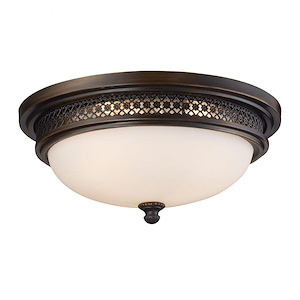Three Light Flush Mount in Traditional Style with Vintage Charm and Country/Cottage inspirations - 5.5 Inches tall and 16 inches wide