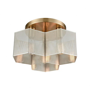 Compartir - 3 Light Semi-Flush Mount in Modern/Contemporary Style with Urban/Industrial and Luxe/Glam inspirations - 8 Inches tall and 15 inches wide