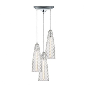 Glitzy - 3 Light Triangular Mini Pendant in Modern/Contemporary Style with Eclectic and Coastal inspirations - 10 Inches tall and 12 inches wide