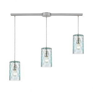 Diamond Pleat - 3 Light Pendant in Modern/Contemporary Style with Retro and Luxe/Glam inspirations - 9 Inches tall and 36 inches wide - 881596