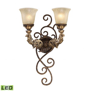 Regency - 2 Light Wall Sconce in Traditional Style with Victorian and Country/Cottage inspirations - 13 Inches tall and 6 inches wide - 372132