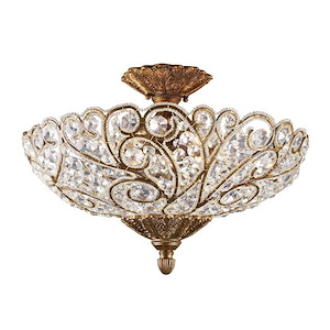 Seneca - 6 Light Semi-Flush Mount in Traditional Style with Victorian and Luxe/Glam inspirations - 14 Inches tall and 20 inches wide