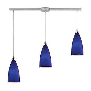 Vesta - 3 Light Linear Pendant in Transitional Style with Art Deco and Coastal/Beach inspirations - 12 Inches tall and 5 inches wide