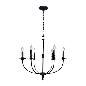 Hartford - 6 Light Chandelier in Traditional Style with Country/Cottage and Rustic inspirations - 24 Inches tall and 25 inches wide