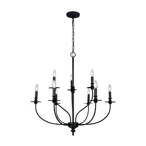 Hartford - 9 Light Chandelier in Traditional Style with Country/Cottage and Rustic inspirations - 28 Inches tall and 29 inches wide
