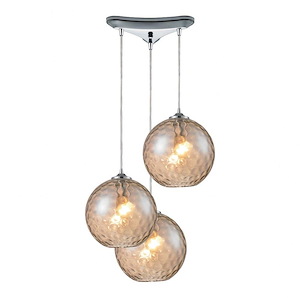 Watersphere - 3 Light Triangular Pendant in Modern/Contemporary Style with Mid-Century and Luxe/Glam inspirations - 11 Inches tall and 10 inches wide - 1208780