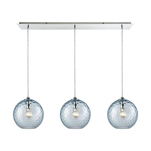 Watersphere - 3 Light Linear Mini Pendant in Modern/Contemporary Style with Mid-Century and Luxe/Glam inspirations - 11 Inches tall and 36 inches wide