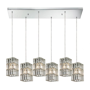 Cynthia - 6 Light Rectangular Pendant in Modern/Contemporary Style with Luxe/Glam and Art Deco inspirations - 8 Inches tall and 9 inches wide