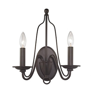 Monroe - 2 Light Wall Sconce in Transitional Style with Country/Cottage and French Country inspirations - 15 Inches tall and 13 inches wide - 521992