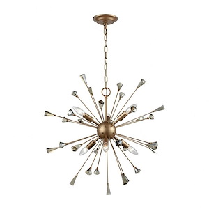 Sprigny - 6 Light Chandelier in Modern/Contemporary Style with Mid-Century and Luxe/Glam inspirations - 24 Inches tall and 25 inches wide
