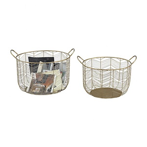 Tuckernuck - Transitional Style w/ Luxe/Glam inspirations - Metal Metal Bowl (Set of 2) - 16 Inches tall 19 Inches wide