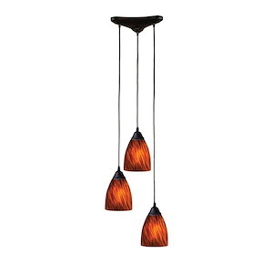 Classico - 3 Light Triangular Pendant in Transitional Style with Boho and Eclectic inspirations - 7 Inches tall and 5 inches wide - 408468