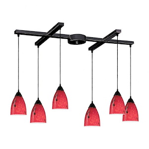 Classico - 6 Light H-Bar Pendant in Transitional Style with Boho and Eclectic inspirations - 7 Inches tall and 17 inches wide - 408467