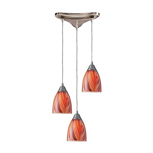 Arco Baleno - 3 Light Triangular Pendant in Transitional Style with Boho and Eclectic inspirations - 7 Inches tall and 5 inches wide - 1208646