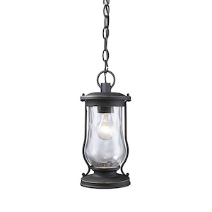 Farmstead - 1 Light Outdoor Hanging Lantern in Traditional Style with Southwestern and Country/Cottage inspirations - 14 Inches tall and 6 inches wide
