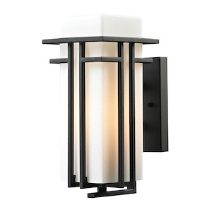 Croftwell - 1 Light Outdoor Wall Lantern in Transitional Style with Mission and Art Deco inspirations - 12 Inches tall and 6 inches wide