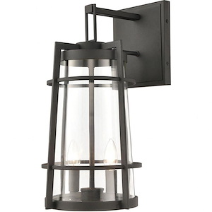 Crofton - 2 Light Outdoor Wall Sconce in Transitional Style with Mission and Asian inspirations - 19 Inches tall and 10 inches wide - 921342
