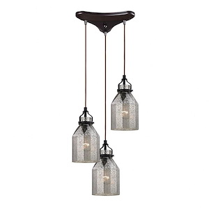 Danica - 3 Light Triangular Pendant in Transitional Style with Luxe/Glam and Modern Farmhouse inspirations - 10 Inches tall and 10 inches wide