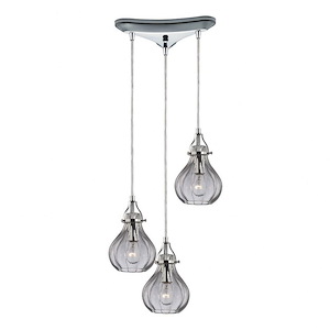 Danica - 3 Light Triangular Pendant in Transitional Style with Vintage Charm and Modern Farmhouse inspirations - 10 Inches tall and 10 inches wide - 421757