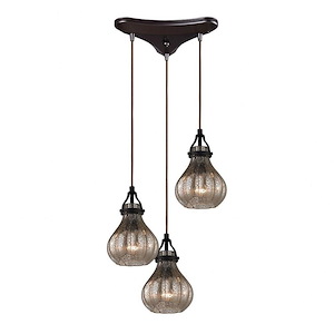 Danica - 3 Light Triangular Pendant in Transitional Style with Luxe/Glam and Modern Farmhouse inspirations - 10 Inches tall and 10 inches wide