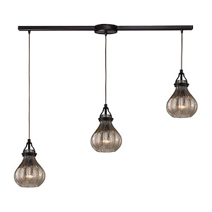 Danica - 3 Light Linear Pendant in Transitional Style with Luxe/Glam and Modern Farmhouse inspirations - 10 Inches tall and 5 inches wide