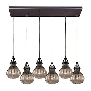 Danica - 6 Light Rectangular Pendant in Transitional Style with Luxe/Glam and Modern Farmhouse inspirations - 10 Inches tall and 9 inches wide