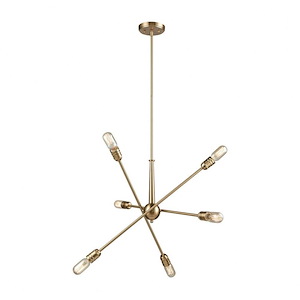 Delphine - 6 Light Chandelier in Modern/Contemporary Style with Mid-Century and Retro inspirations - 12 Inches tall and 28 inches wide - 705216
