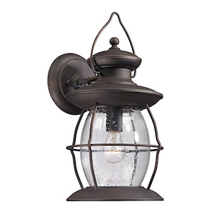 Village Lantern - 1 Light Outdoor Wall Sconce in Traditional Style with Southwestern and Country inspirations - 17 Inches tall and 8 inches wide