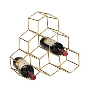 Wine Rack - Modern/Contemporary Style w/ Luxe/Glam inspirations - Angular Study Hexagonal Wine Rack - 14 Inches tall 6 Inches wide