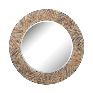 Transitional Style w/ Urban/Industrial inspirations - Mirror and Wood Large Round Wood Mirror - 48 Inches tall 2 Inches wide