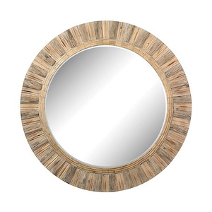 Transitional Style w/ Urban/Industrial inspirations - Mirror and Wood Oversized Round Wood Mirror - 64 Inches tall 4 Inches wide