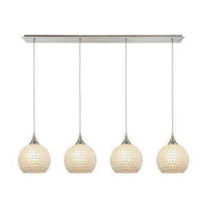 Fusion - 4 Light Linear Pendant in Transitional Style with Boho and Eclectic inspirations - 10 Inches tall and 46 inches wide - 749495