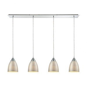 Merida - 6 Light Rectangular Pendant in Transitional Style with Scandinavian and Coastal/Beach inspirations - 9 Inches tall and 30 inches wide